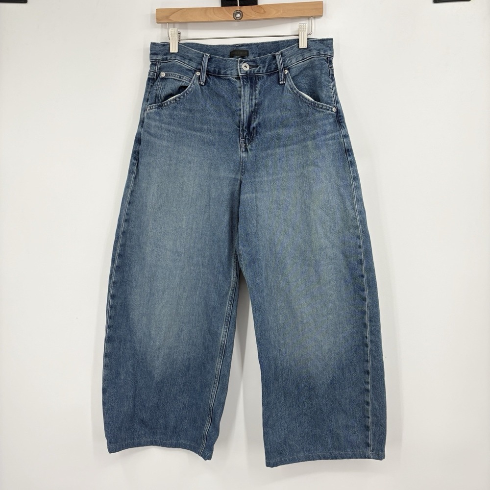 Uniqlo Barrel Leg Jeans Womens 28 6 Tapered Cotton Blend Comfy Oversized Capsule